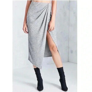 New SILENCE + NOISE urban outfitters faux wrap around skirt women L Carbon Gray